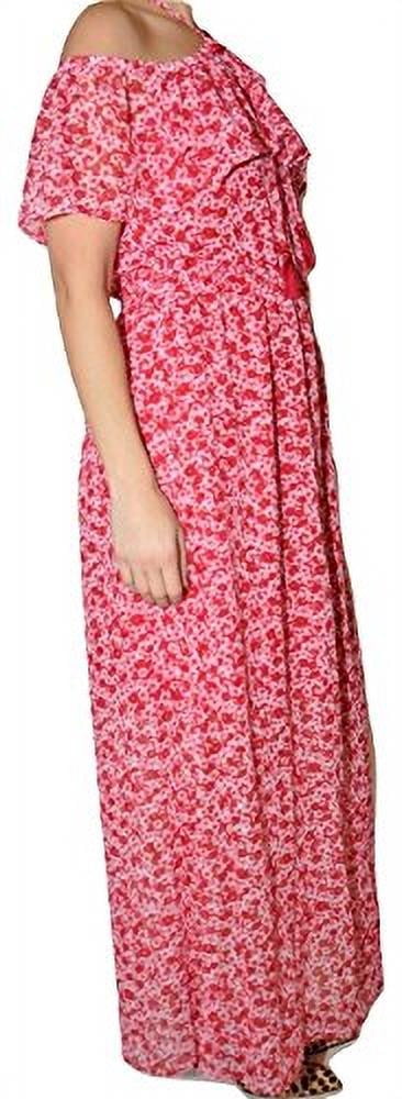 thumbnail image 4 of Michael Michael Kors Off-The-Shoulder Floral Print Maxi Dress (Raspberry, 4), 4 of 6