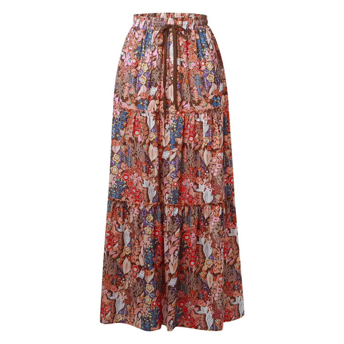 thumbnail image 3 of Bysome Women Skirts Casual Dress High Waist Tiered Paisley Print Long Maxi Skirt With Pockets M, 3 of 8