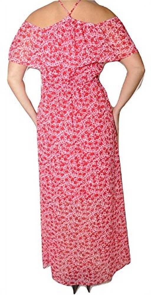 thumbnail image 6 of Michael Michael Kors Off-The-Shoulder Floral Print Maxi Dress (Raspberry, 4), 6 of 6