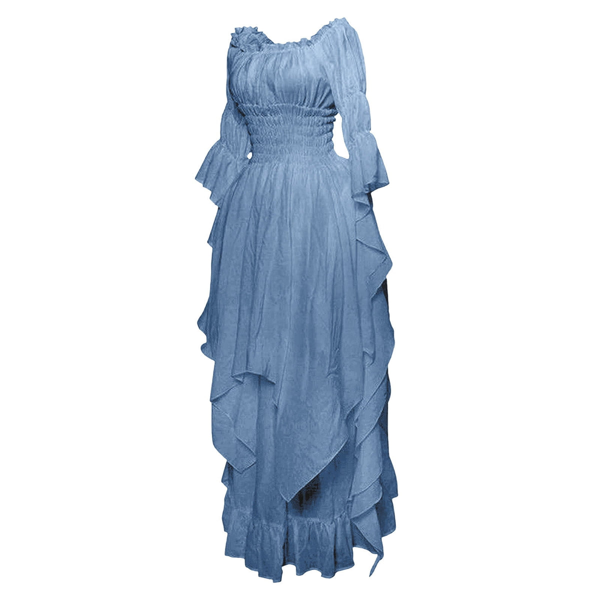 thumbnail image 4 of SCSAlgin Women's Gothic Witch Dress Puff Sleeve Off Shoulder Ruffle Dresses Medieval Renaissance Costume Victorian Dress, 4 of 4