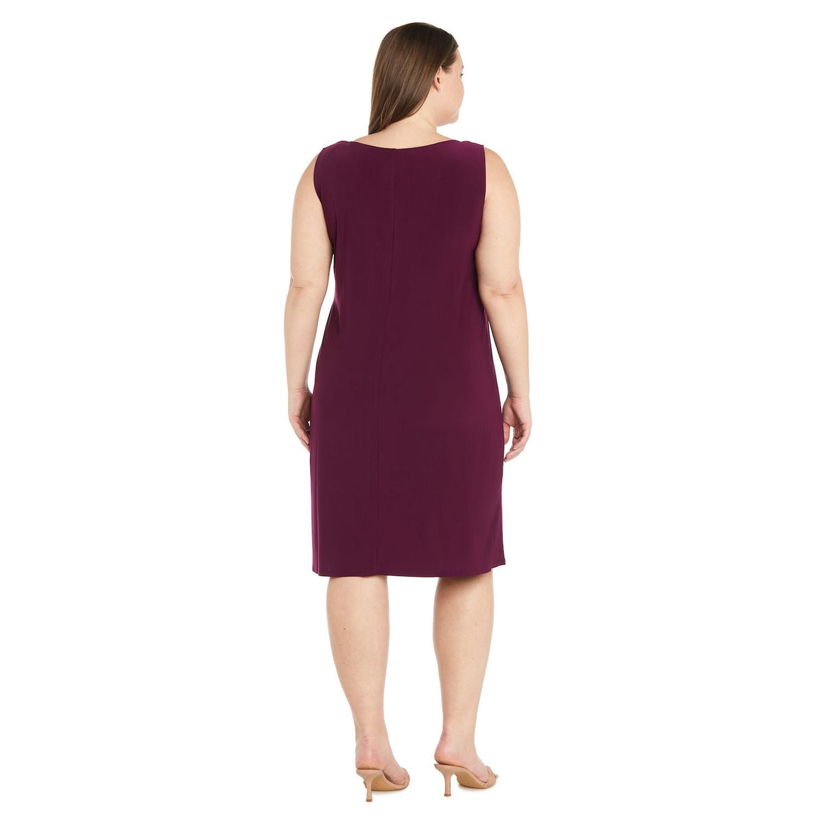 thumbnail image 4 of Plus Size R&M Richards 2-pc. Banded Glitter Velvet Trim Jacket & Dress Set Color: Burgundy Size: 20 W, 4 of 4