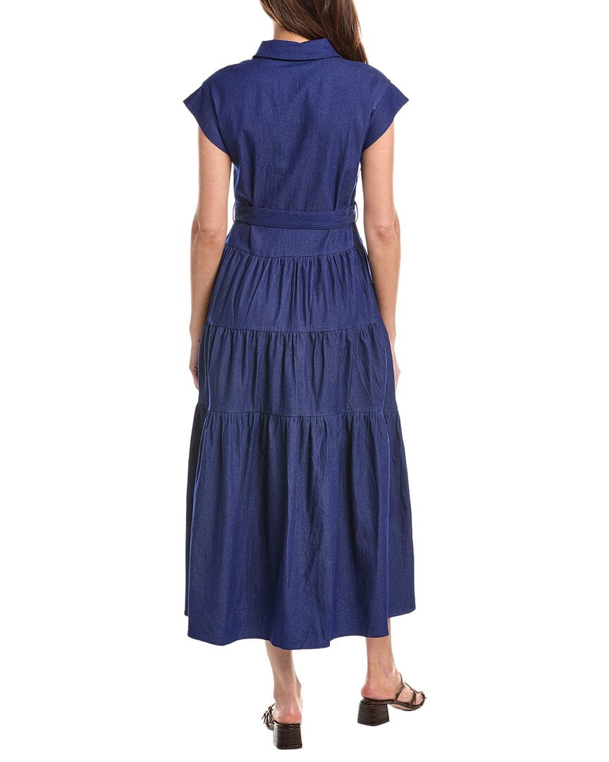 thumbnail image 2 of Gracia womens Buckle Belted Tiered Denim Maxi Dress, s, Blue, 2 of 3