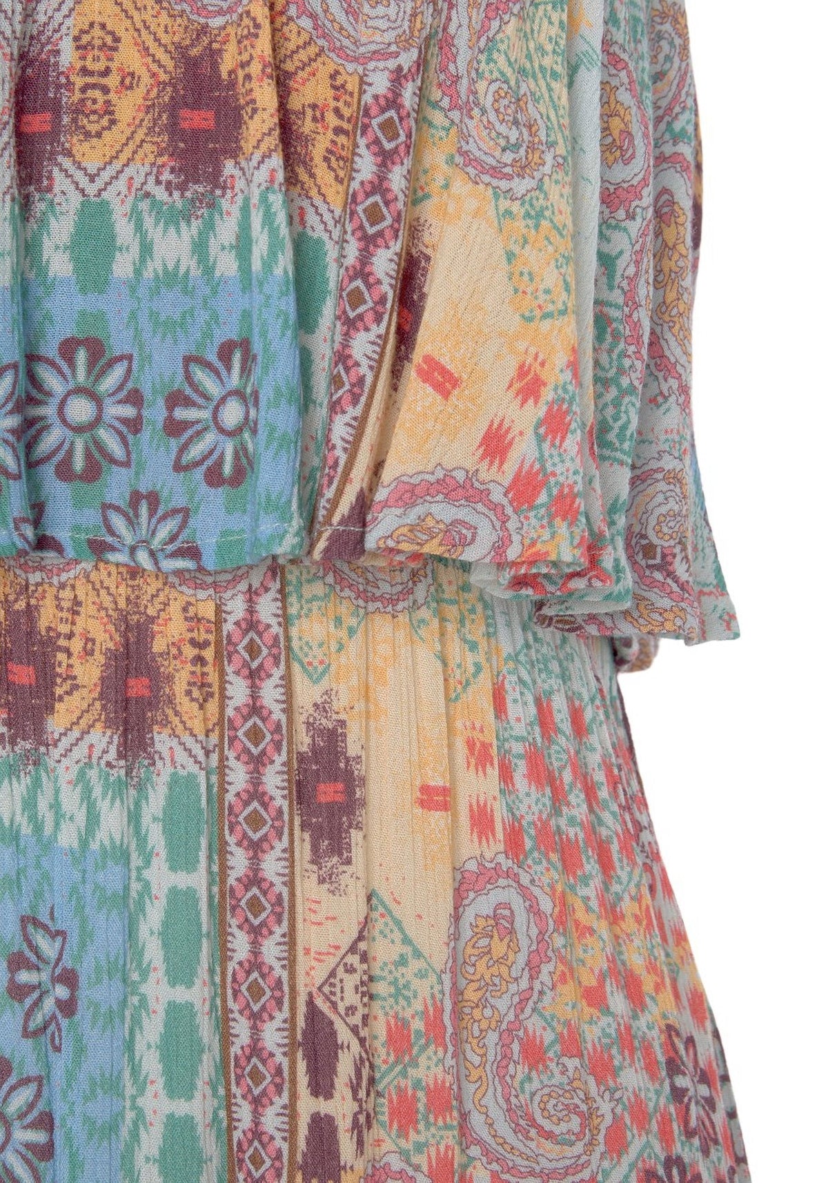 thumbnail image 5 of LASCANA Women's Patchwork Print Bandeau Maxi Dress Ruffle Trim, 5 of 5