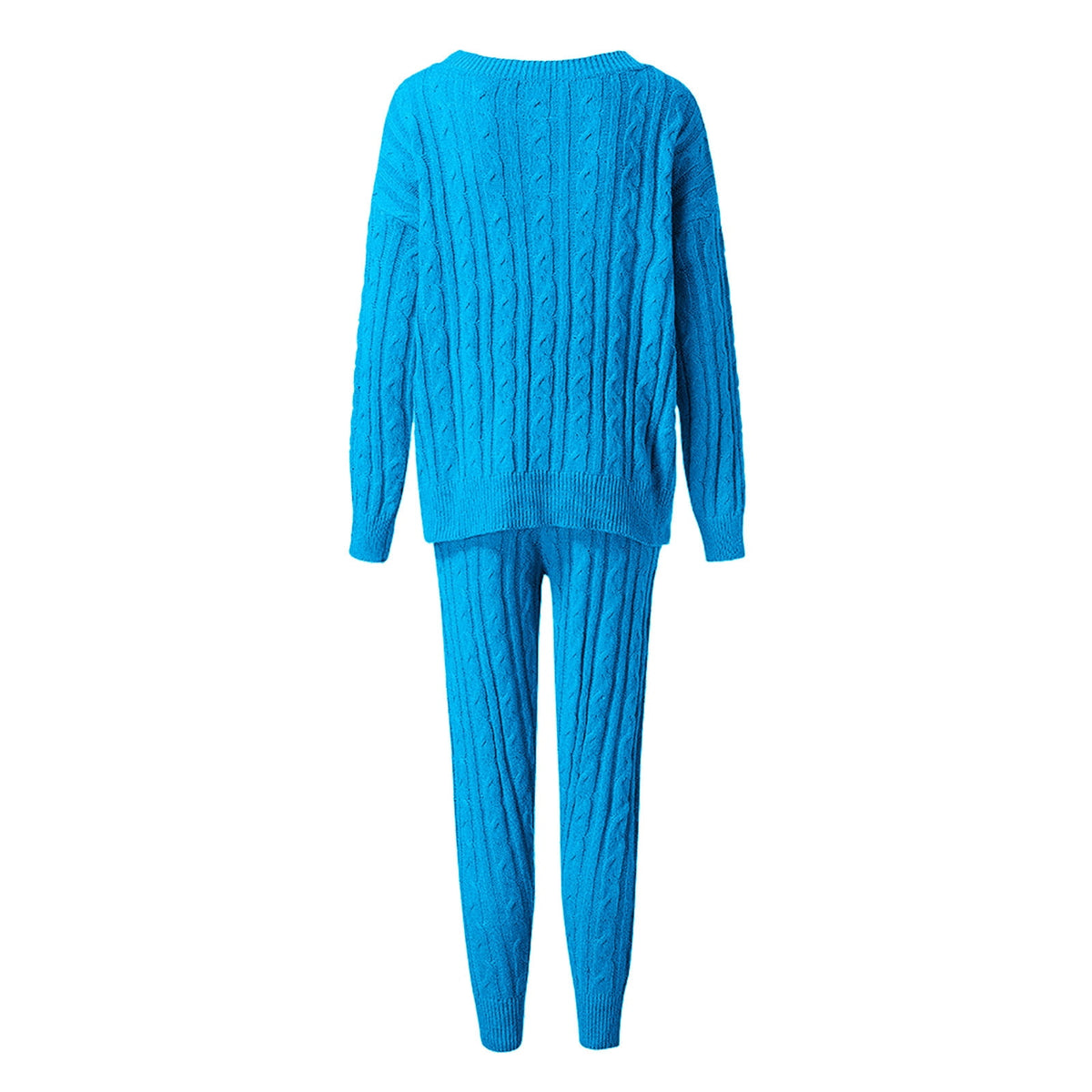 thumbnail image 5 of SELONE Lounge Sets for Women 2 Piece Outfits Dressy Plus Size Ladies Solid Round Neck Cable Knitted Warm 2PC Loungewear Suit Sets 8-Dark Blue XXXL, 5 of 6
