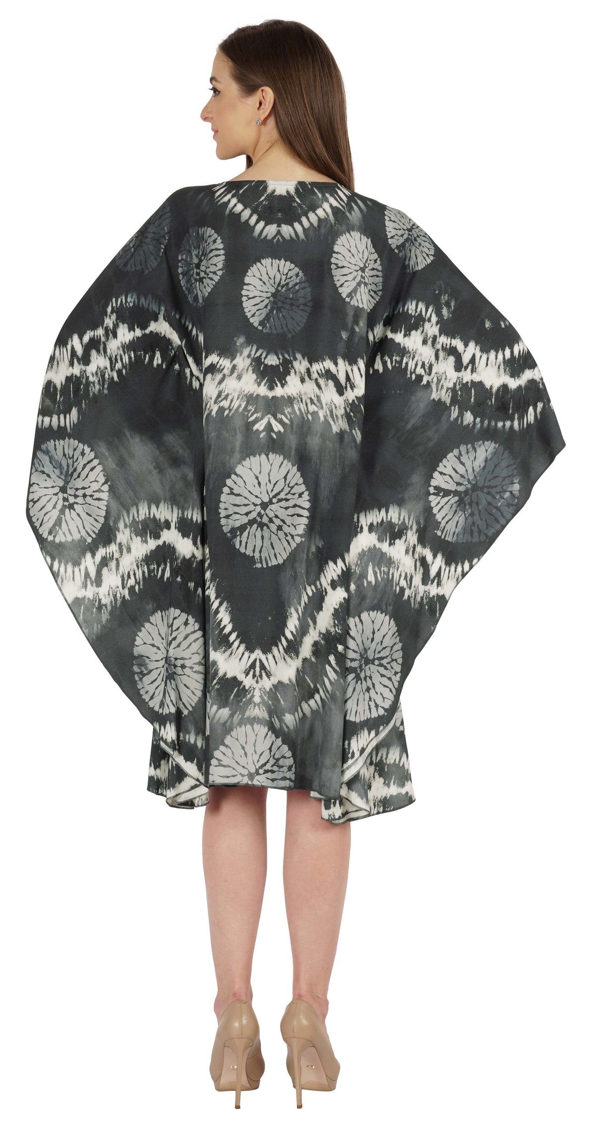 thumbnail image 4 of Moomaya Printed Tunic Kaftan Dress For Women Kimono Sleeves Loungewear Coverup Caftan Dress, 4 of 7