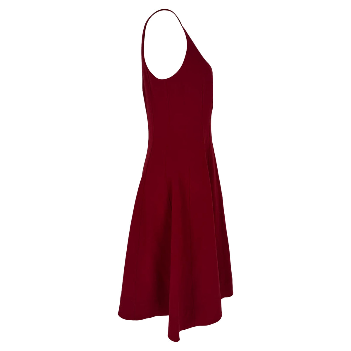 thumbnail image 2 of Pre-Owned Theory Square-Neck Mini Flared Dress in Burgundy Triacetate, 2 of 6