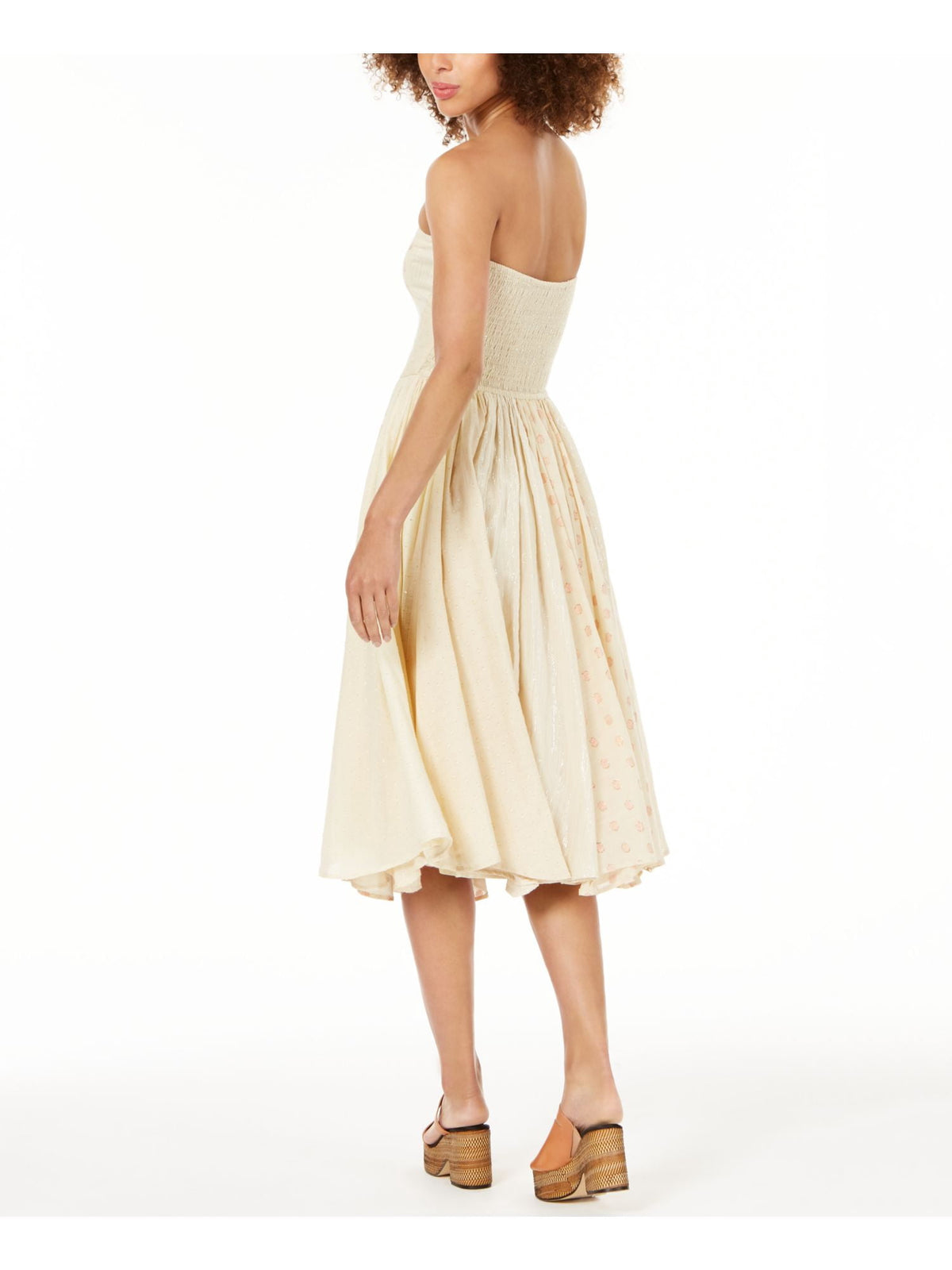 thumbnail image 2 of FREE PEOPLE Womens Beige Sleeveless Midi Fit + Flare Dress Size: L, 2 of 4