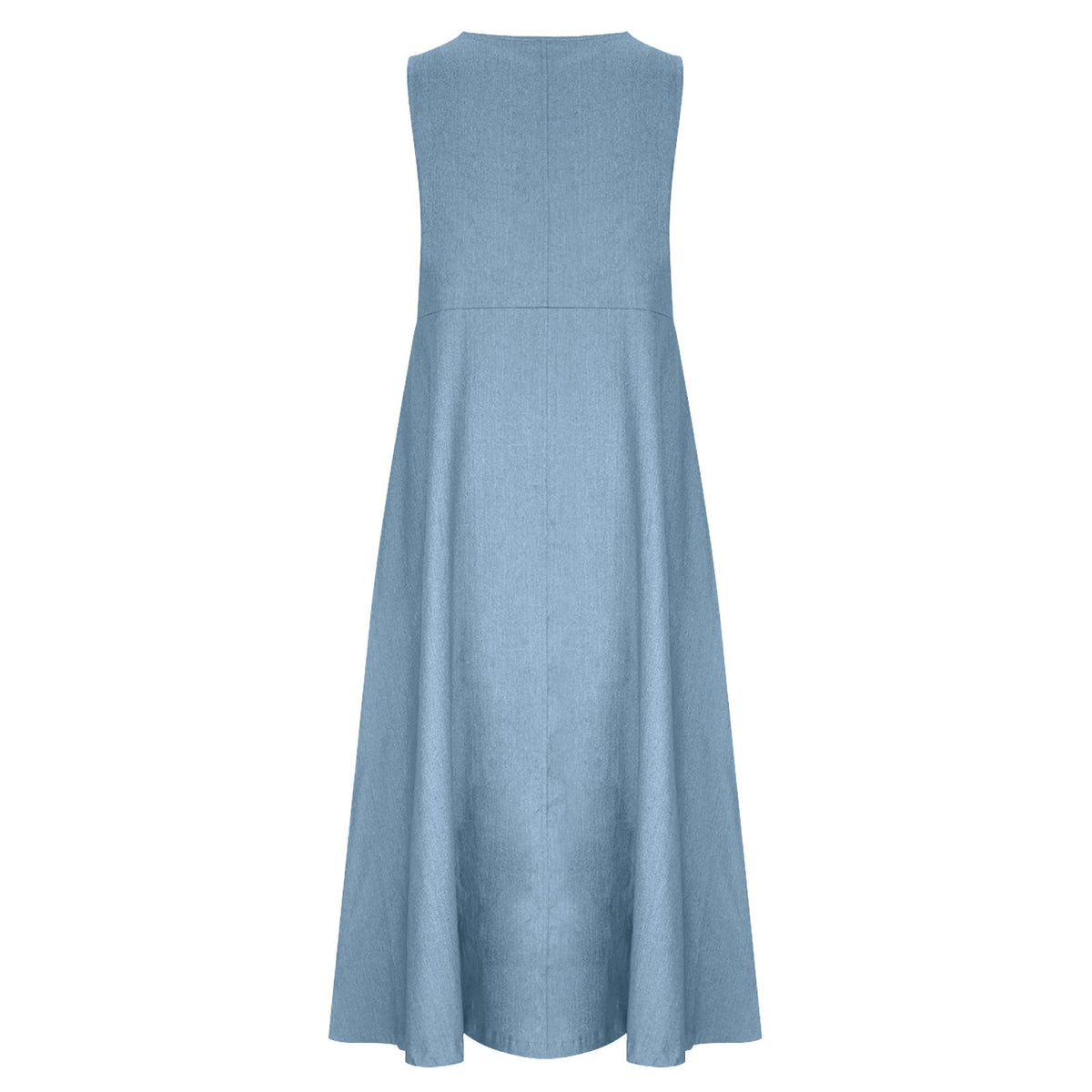 thumbnail image 5 of Neewe Womens Casual Plain Sleeveless Maxi Denim Dress Crewneck Vintage Loose Long Vest Jean Dress with Pockets, 5 of 6