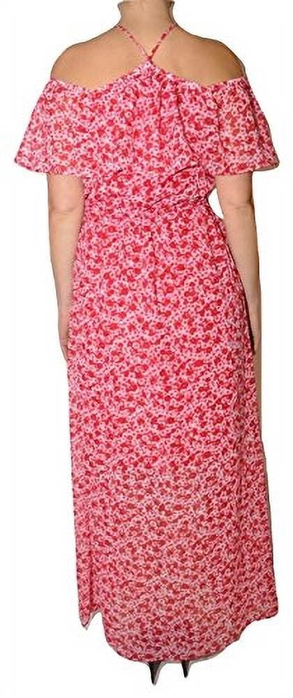 thumbnail image 5 of Michael Michael Kors Off-The-Shoulder Floral Print Maxi Dress (Raspberry, 4), 5 of 6