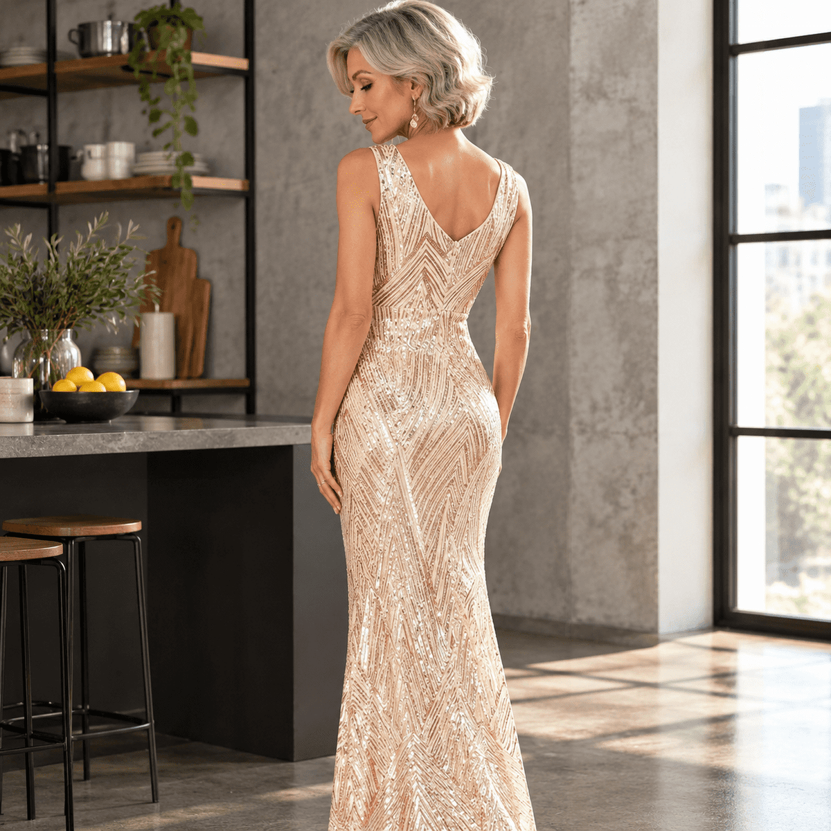 thumbnail image 2 of Glitter Formal Dresses Long Evening Gowns Bodycon Mermaid Sparkly Sequin Boat Neck Cocktail Party Dress, 2 of 5