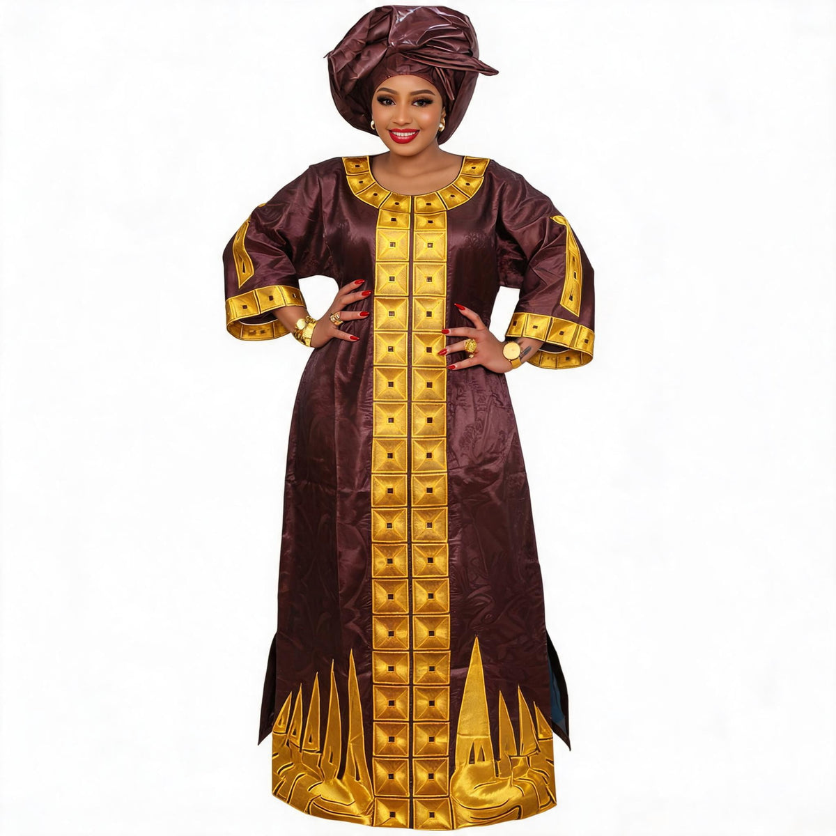 thumbnail image 2 of African Dresses For Women Luxury Boubou Material Rich Embroidery Design Long Dress, 2 of 2