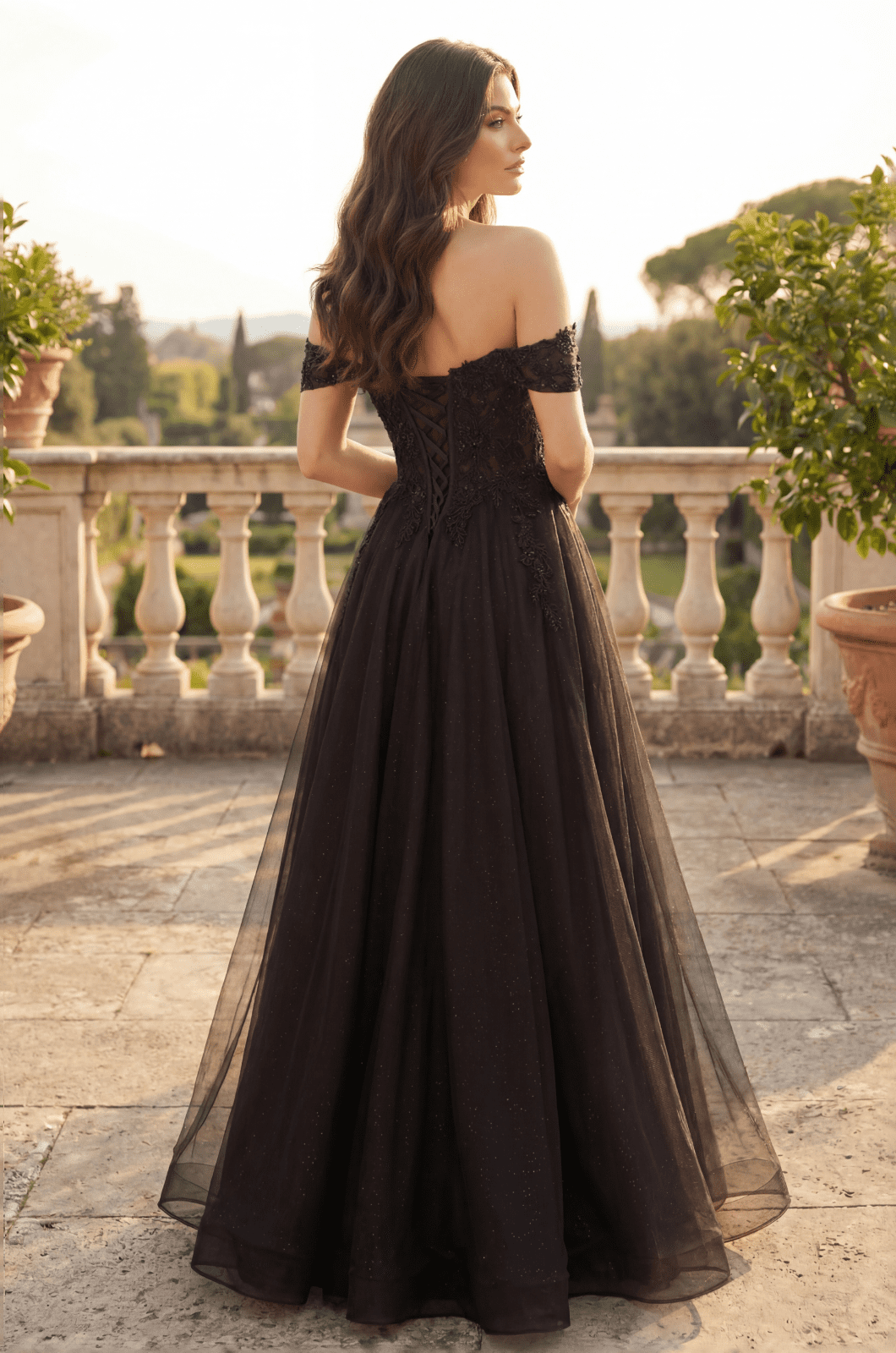 thumbnail image 4 of Long Off Shoulder A Line Evening Formal Kos Couture Dress, Black, 5XL, 4 of 4