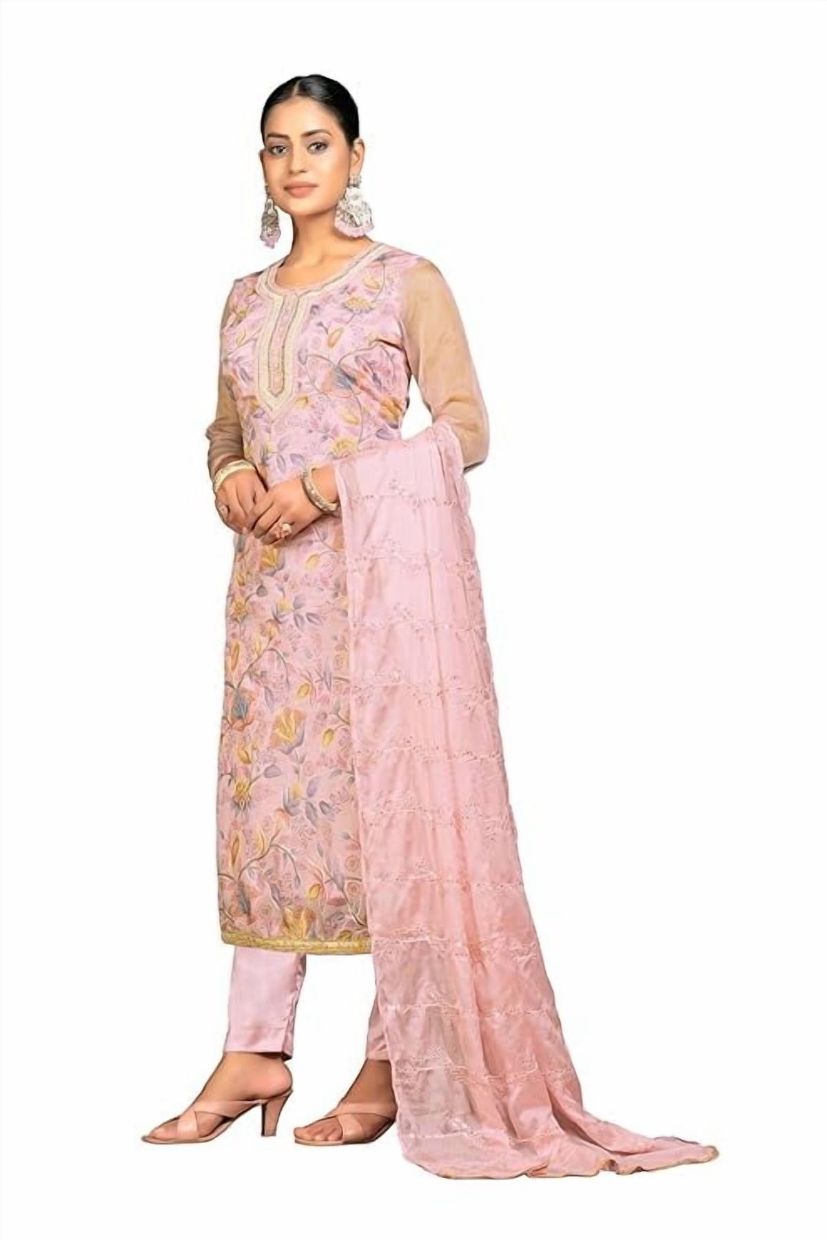 thumbnail image 4 of Ready to Wear Indian Dress for Women Designer Embroidred With Bottom & Dupatta, 4 of 5
