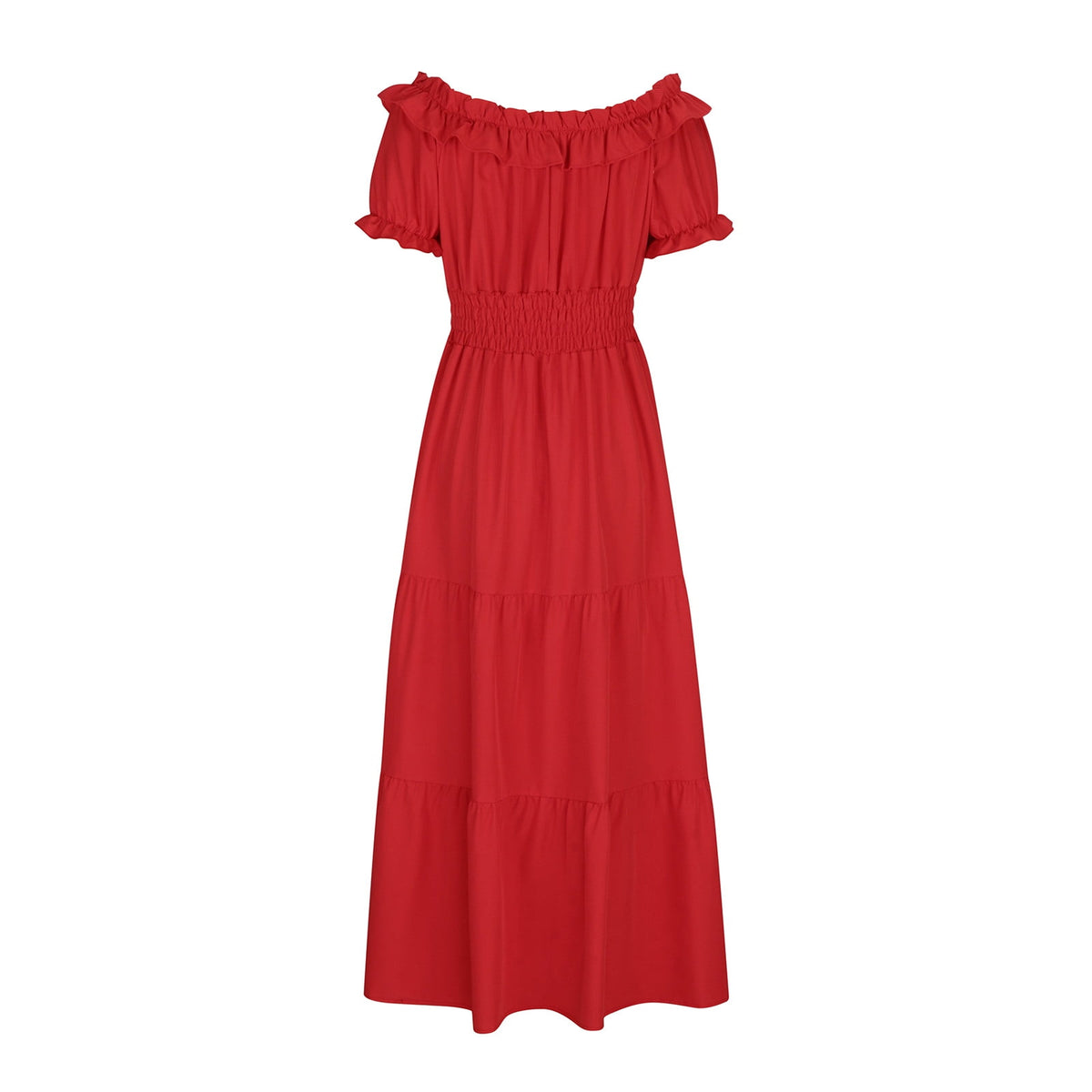 thumbnail image 6 of Blmnix Sexy Dresses for Women Trendy Red Maxi Short Sleeve Solid Off The Shoulder Fit & Flare 2024 Ladies Dresses, 6 of 8