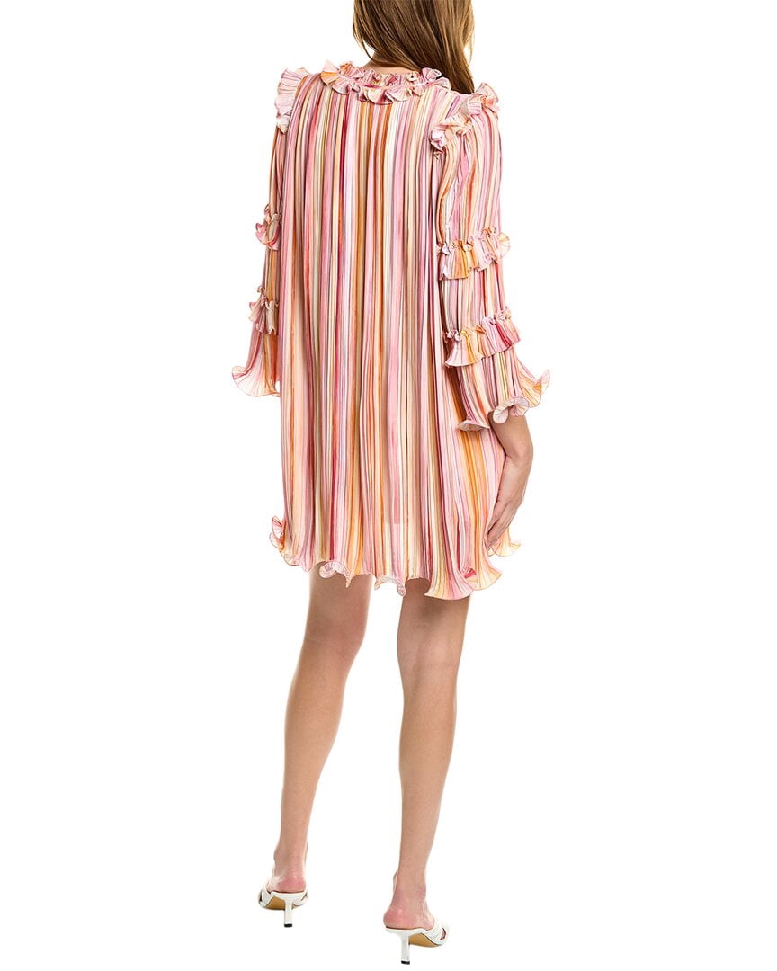 thumbnail image 2 of BCBGMAXAZRIA Womens Accordion Pleated Shift Dress, 0, Orange, Polyester, 2 of 4