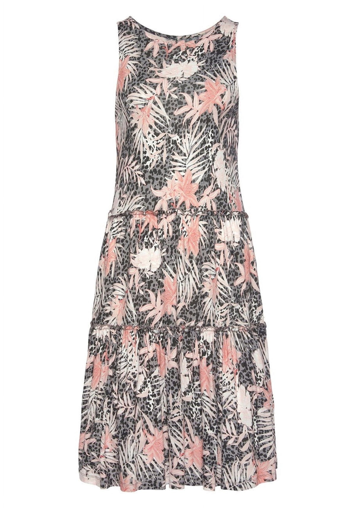 thumbnail image 4 of LASCANA Women's Mix Print Tiered Dress Ruffle Trim, 4 of 5