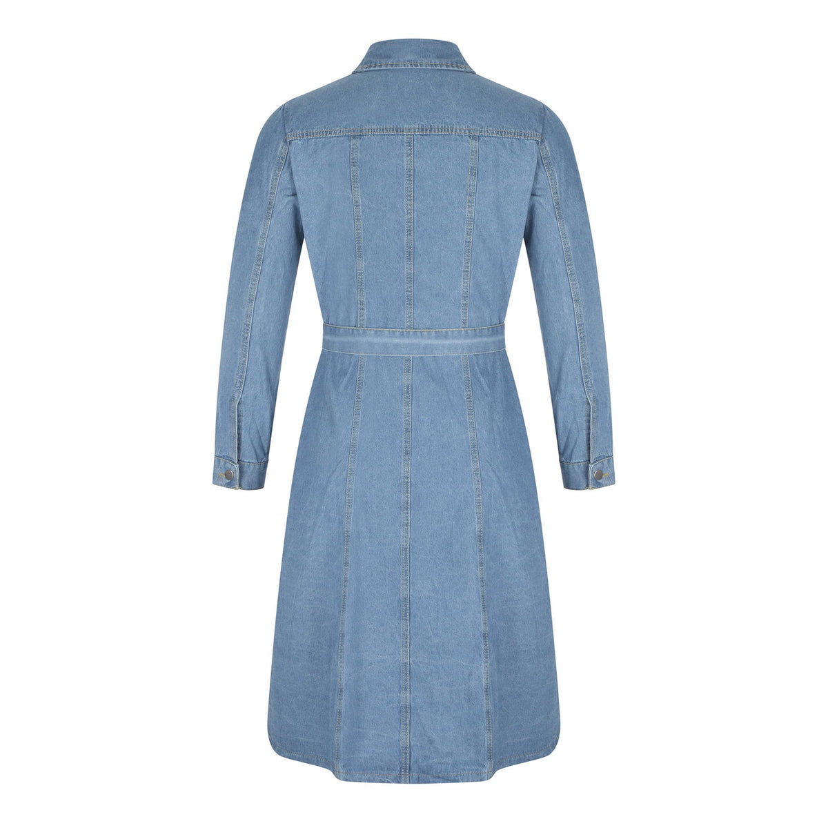 thumbnail image 5 of PATLOLLAV Dresses for Women,Women's Spring Autumn Lapel Denim Casual High Waist Pocket Button Lace Up Dress, 5 of 6