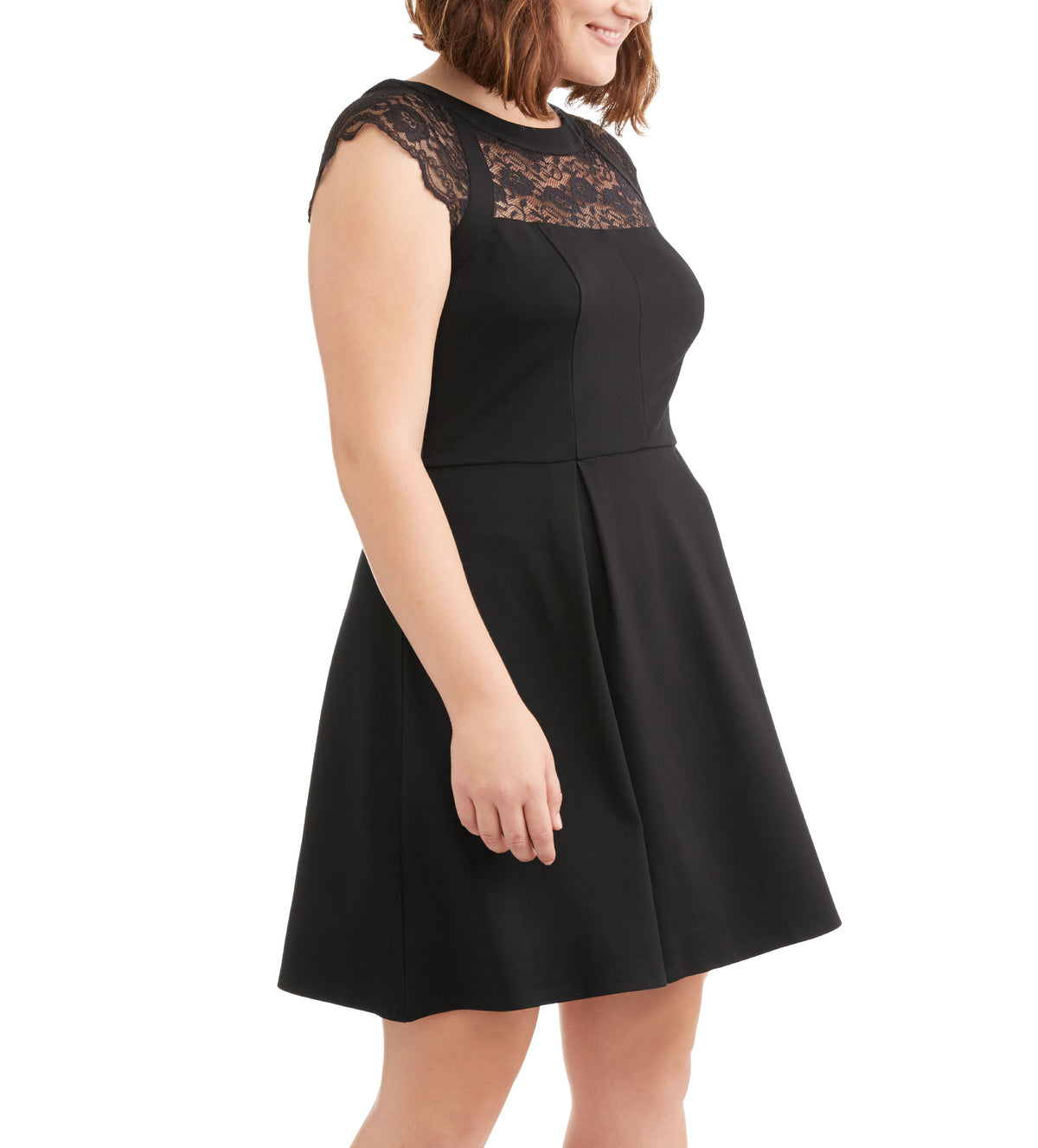 thumbnail image 2 of Women's Plus Cap Sleeve Dress With Lace Illusion, 2 of 2