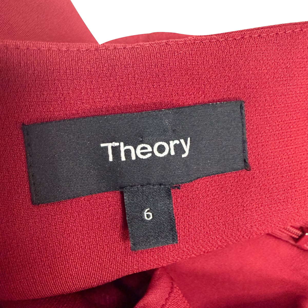 thumbnail image 4 of Pre-Owned Theory Square-Neck Mini Flared Dress in Burgundy Triacetate, 4 of 6