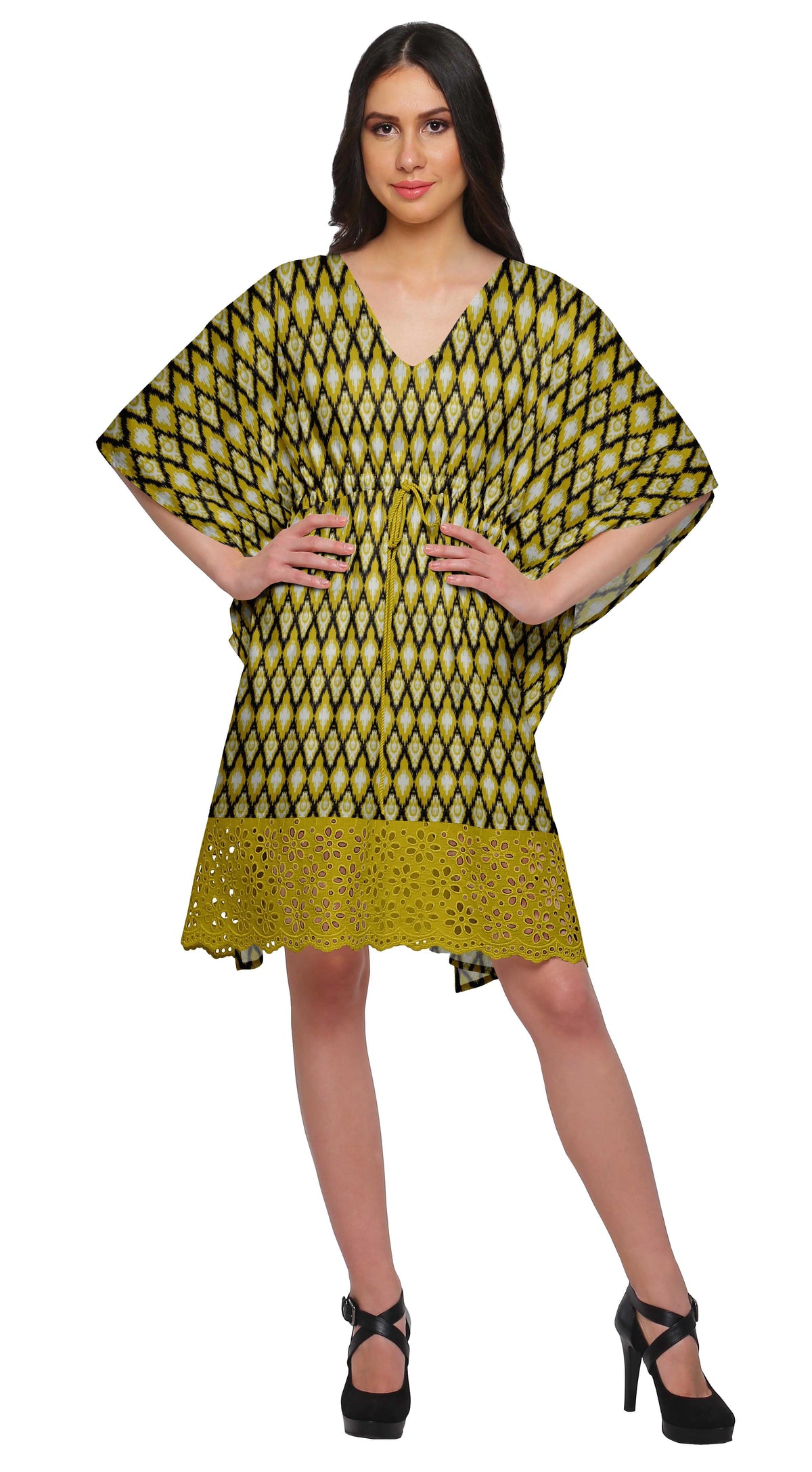 thumbnail image 2 of Moomaya Printed Bikini Cutwork Lace Caftan Kaftan Dresses For Women Plus Size, 2 of 6