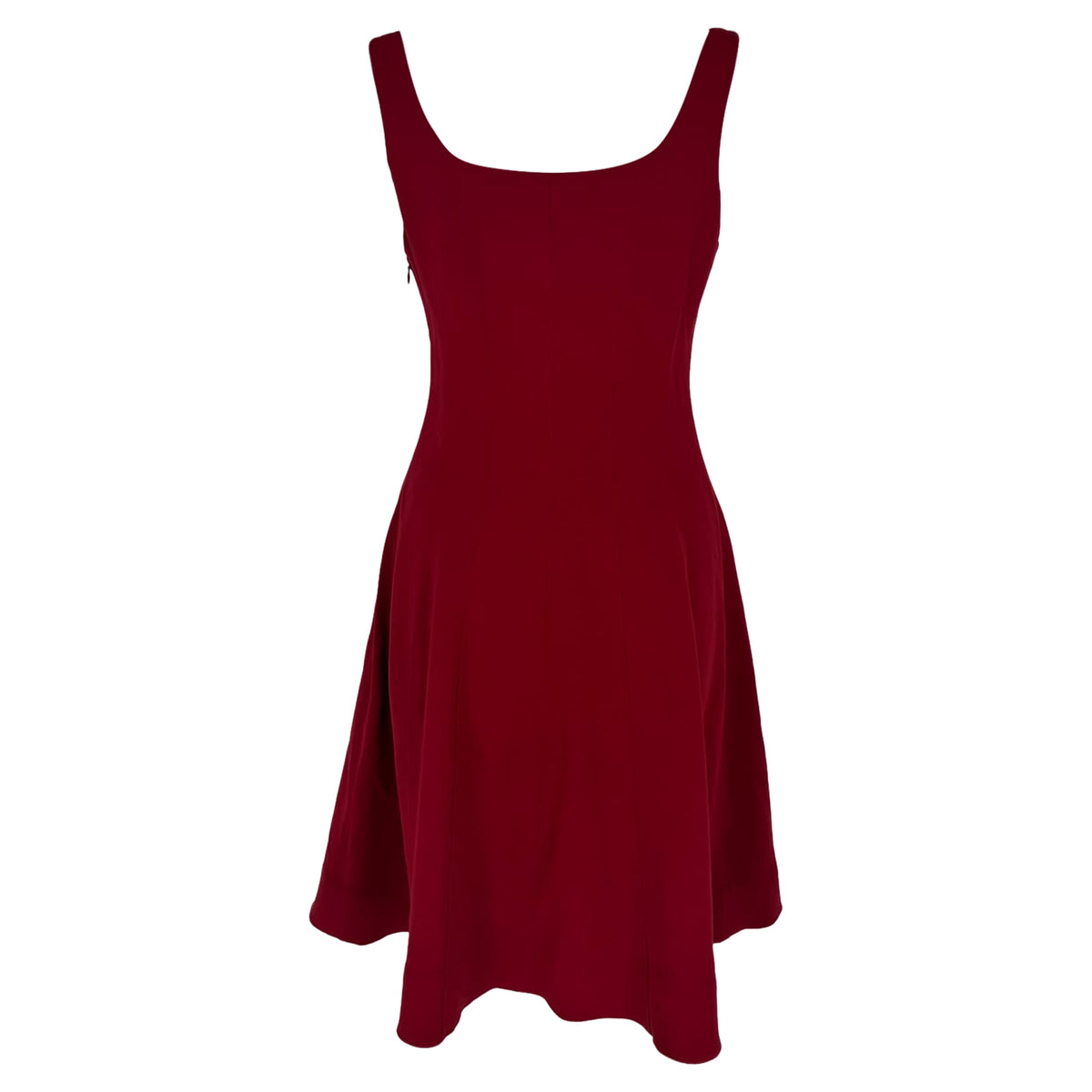 thumbnail image 3 of Pre-Owned Theory Square-Neck Mini Flared Dress in Burgundy Triacetate, 3 of 6