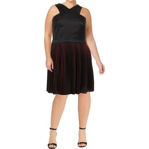 thumbnail image 1 of A|X Armani Exchange Women's Sleeveless Criss-Cross Pleated Dress, Black/red, 10, 1 of 1
