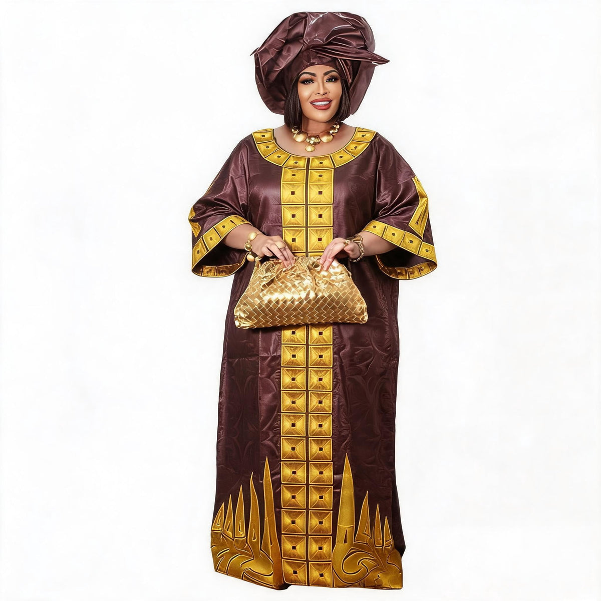 thumbnail image 1 of African Dresses For Women Luxury Boubou Material Rich Embroidery Design Long Dress, 1 of 2