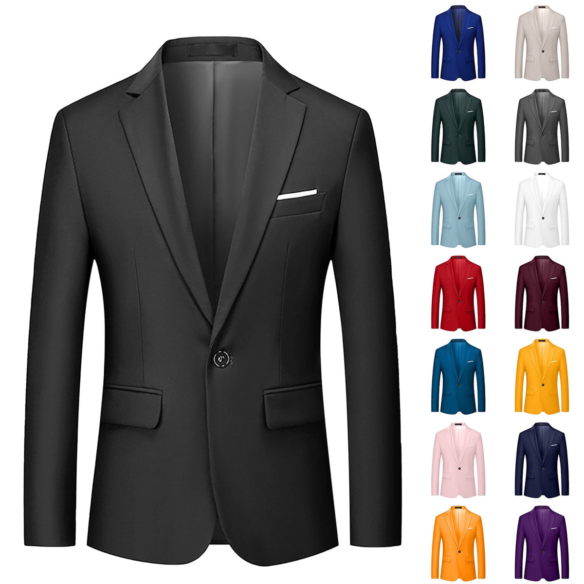 thumbnail image 1 of BiZtdJrK Big and Tall Solid Blazers for Men One Button Notched Lapel Long Sleeve Wedding Party Dress Jackets Regular Fit Sport Coats Army Green XXXXXL, 1 of 8