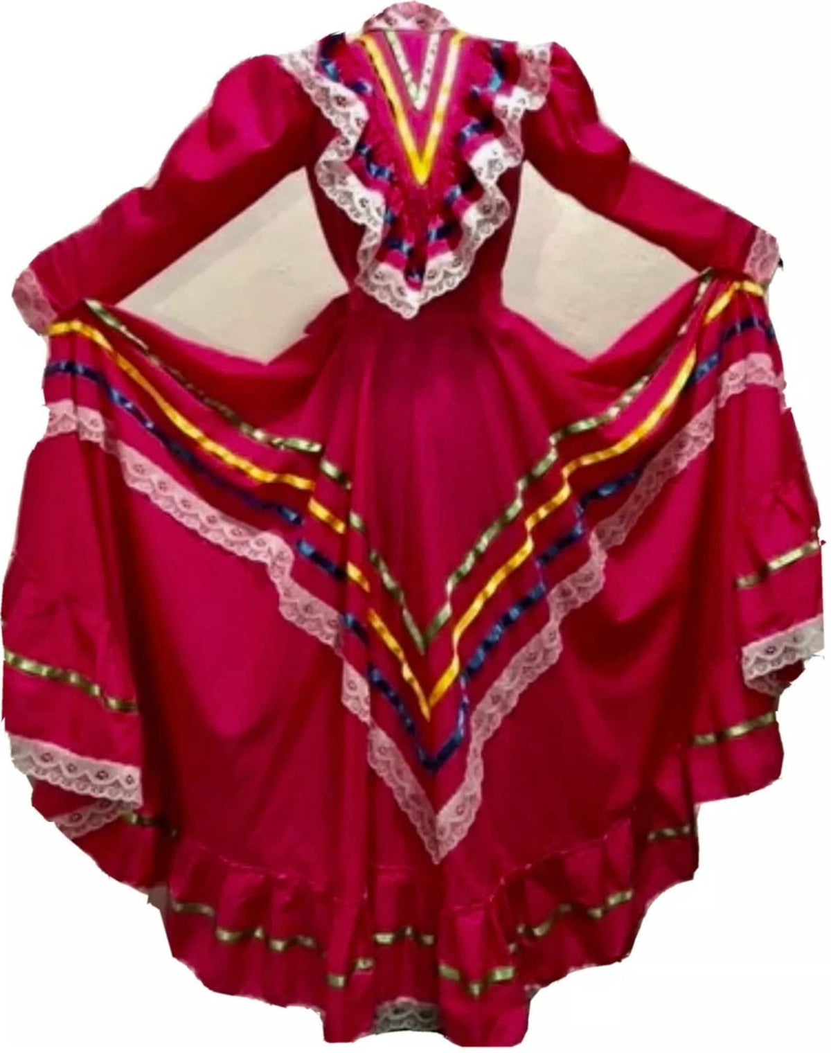 thumbnail image 1 of Border Merchant Womens Jalisco Dress Wide Skirt Folklorico X-Large Pink, 1 of 3