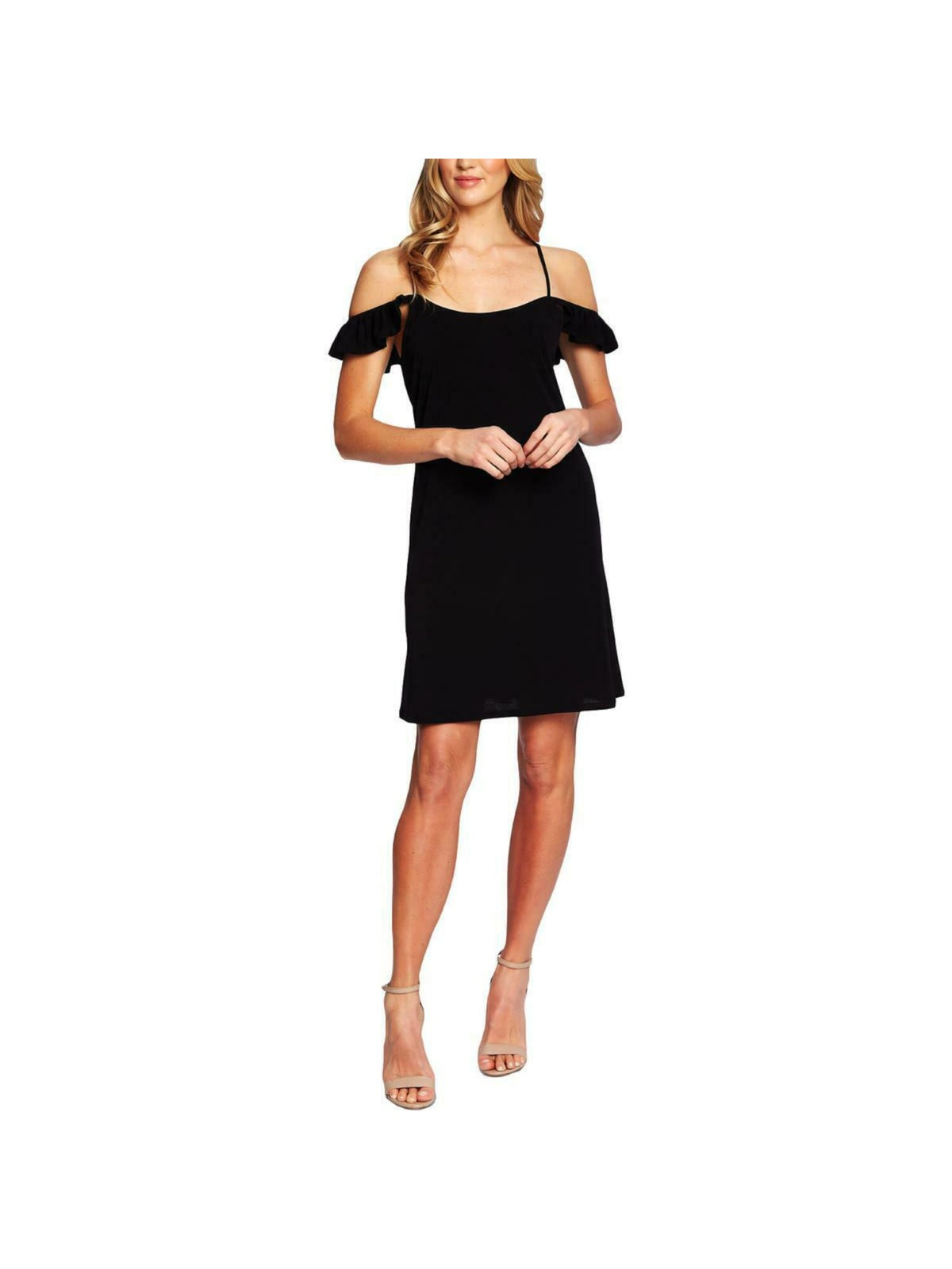 thumbnail image 1 of CECE Womens Black Cap Sleeve Off Shoulder Short Shift Party Dress Size S, 1 of 1