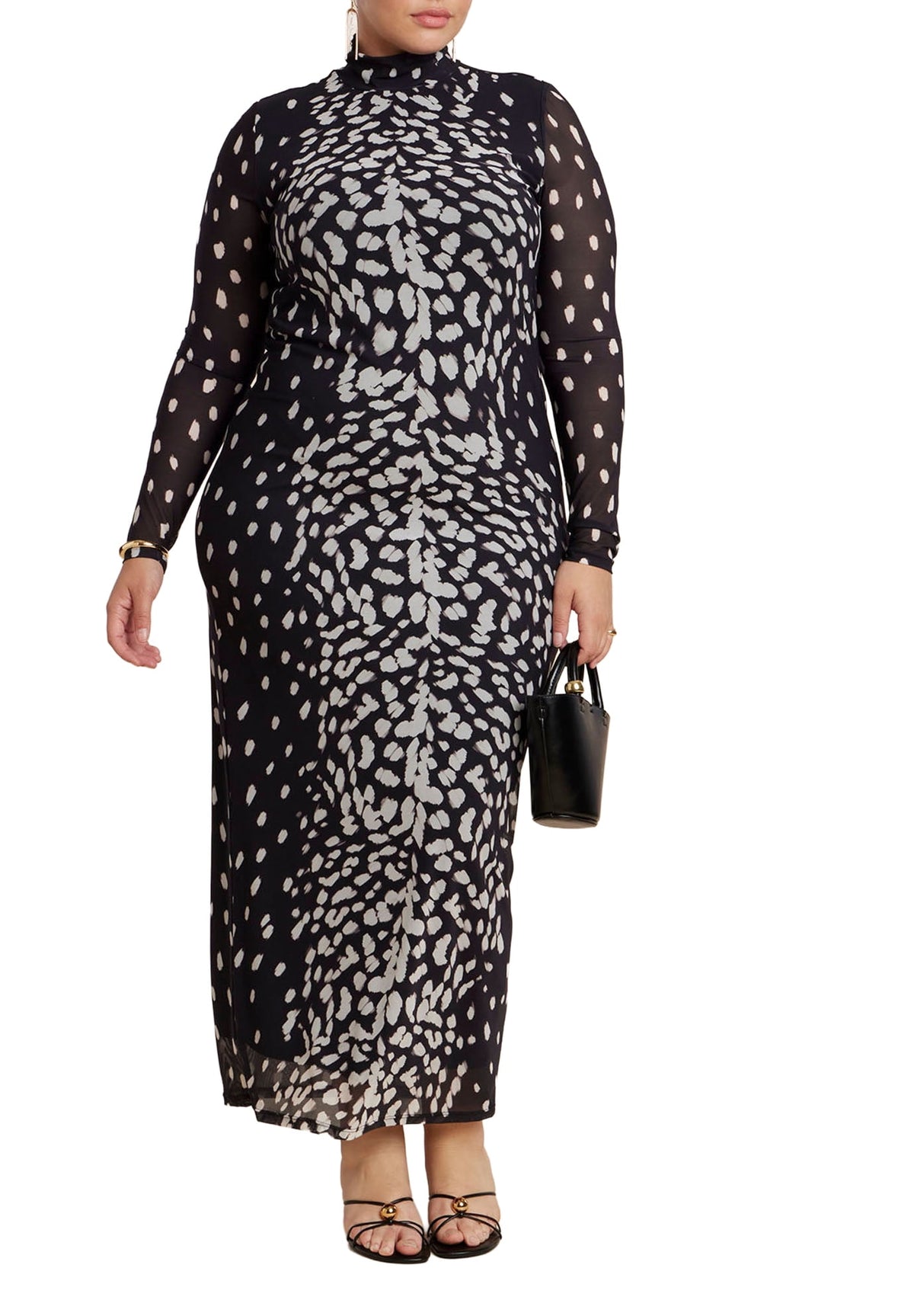 thumbnail image 1 of ELOQUII Women's Plus Size Mesh Print Maxi Dress, 1 of 2