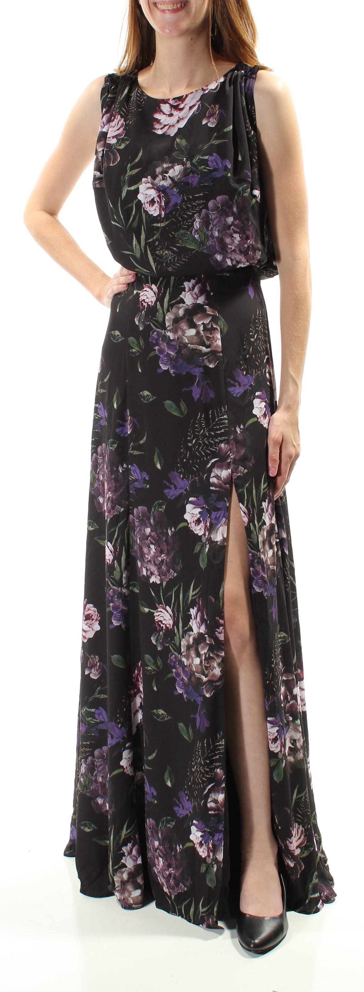 thumbnail image 1 of FAME AND PARTNERS $279 Womens New 1626 Black Floral Blouson Formal Dress 0 B+B, 1 of 2