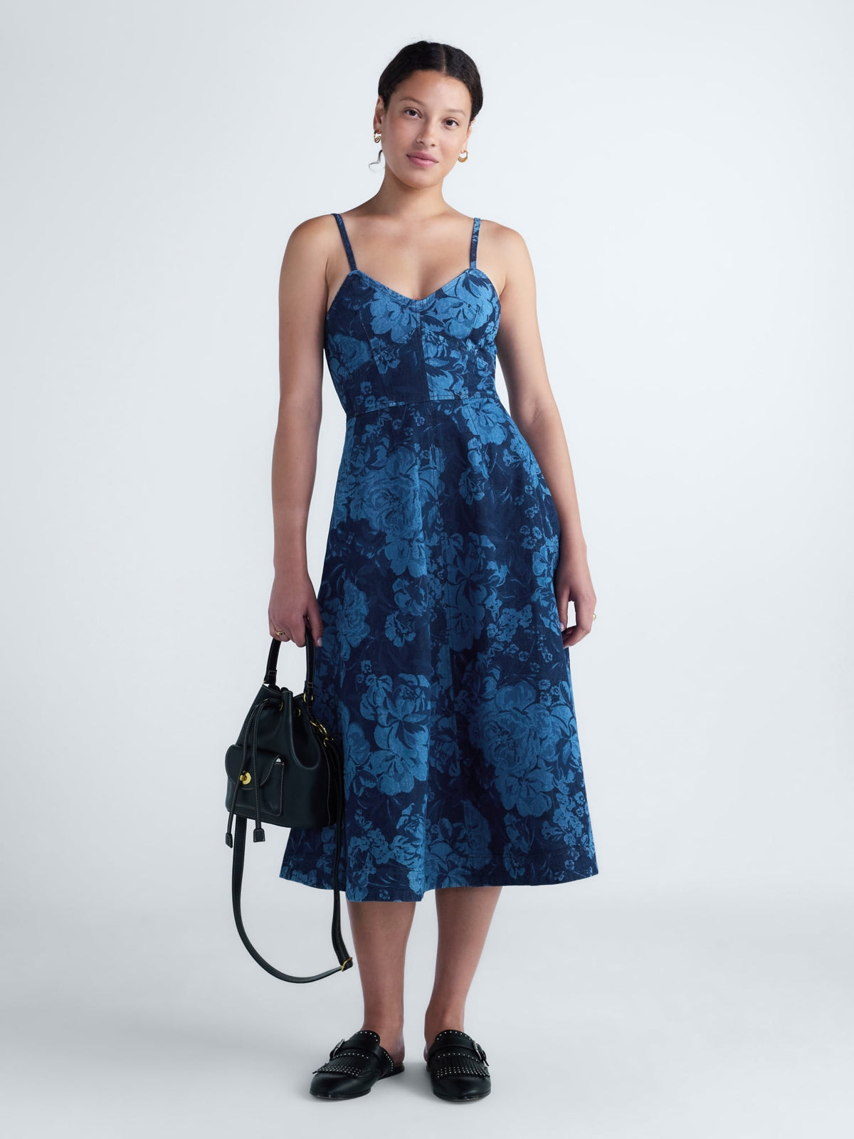 thumbnail image 1 of Free Assembly Women's and Women's Plus Sleeveless Denim Corset Midi Dress, Sizes XS-4X, 1 of 4