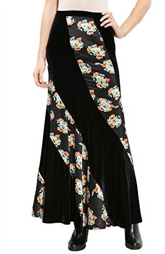 thumbnail image 1 of Free People Twisted Velvet/Satin Maxi Dress Skirt Black/Floral (0), 1 of 4