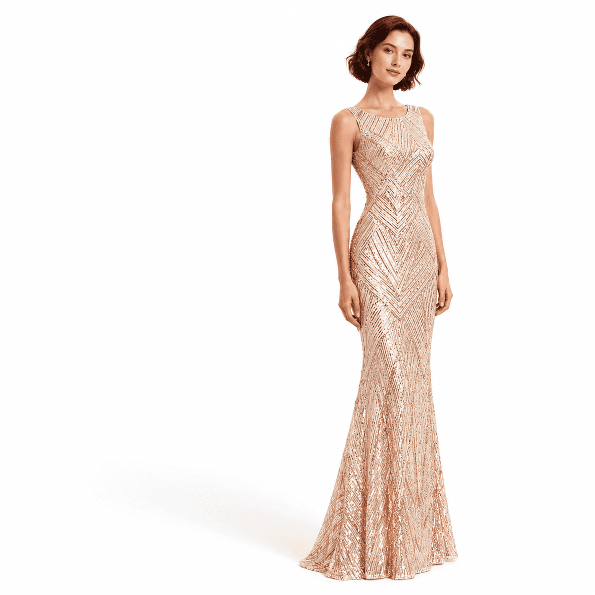 thumbnail image 1 of Glitter Formal Dresses Long Evening Gowns Bodycon Mermaid Sparkly Sequin Boat Neck Cocktail Party Dress, 1 of 5