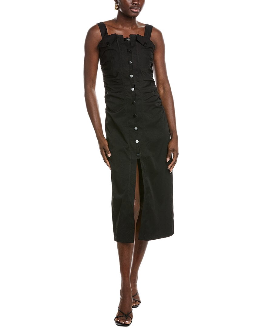 thumbnail image 1 of Gracia womens Gathered Midi Dress, l, Black, 1 of 3