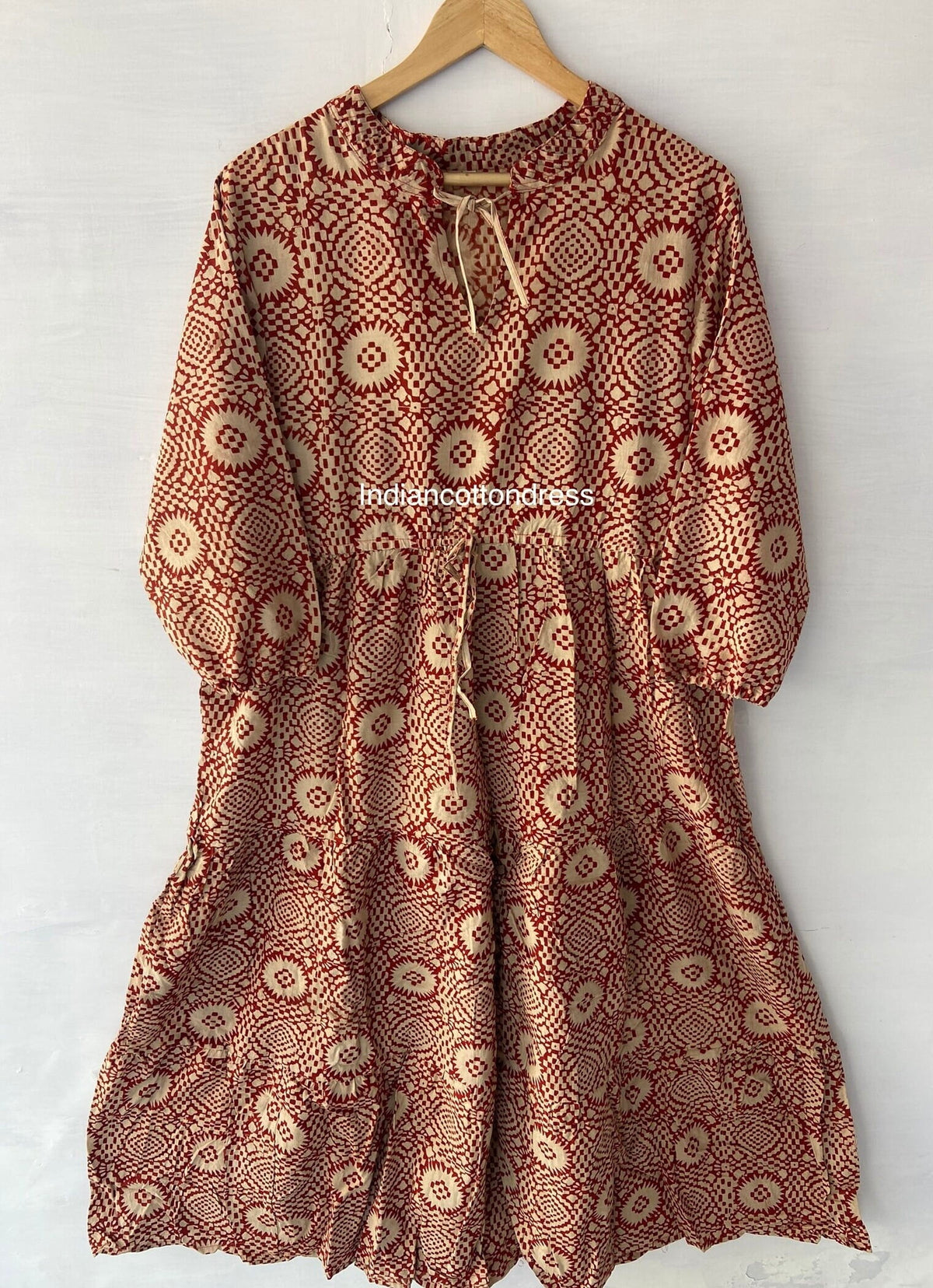 thumbnail image 1 of Hand Print Dress,Cotton Dress,Block Print Dress,Cotton Block Dress,Women Dress,Floral Summer Dress, 1 of 8