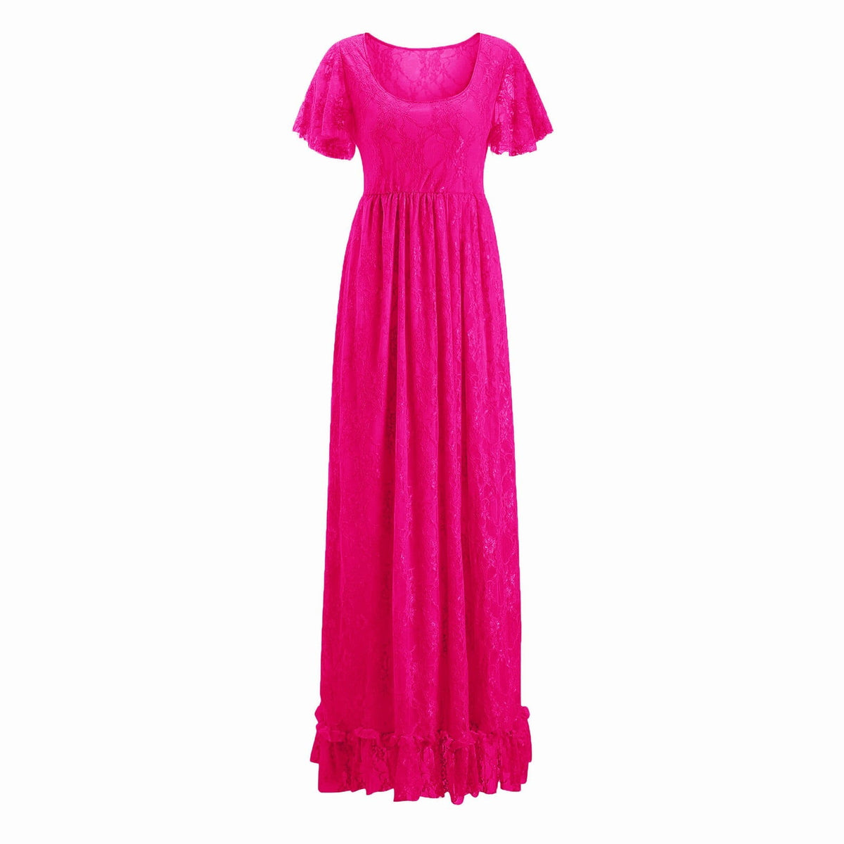 thumbnail image 1 of Ketyyh-chn99 Maternity Dresses 2024 Summer Women's Maternity Ruffles Short Sleeved Dress Long Dress Photography Flying Sleeve Dress Hot Pink,M, 1 of 5