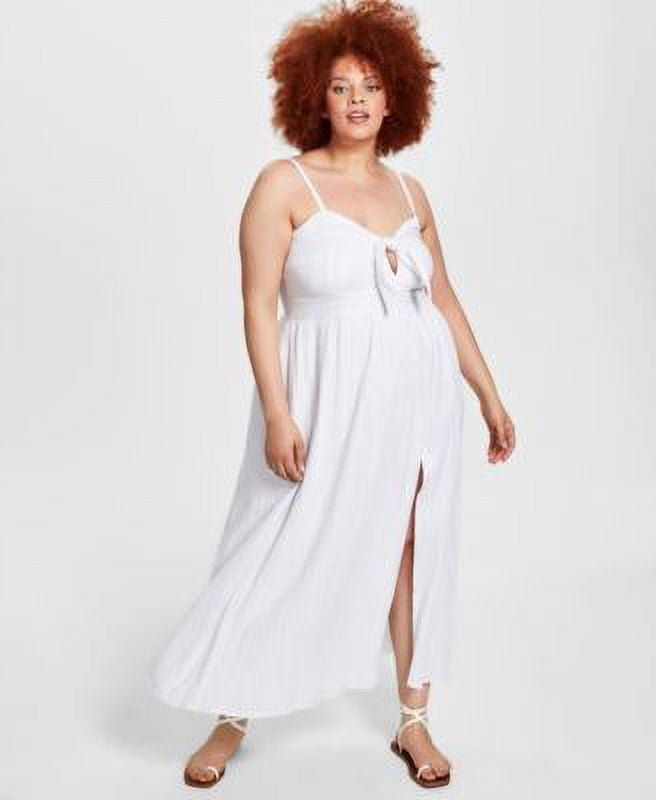 thumbnail image 1 of MSRP $90 Bar III Women Trendy Plus Size Tie-Front Maxi Dress White Size 2X, 1 of 2