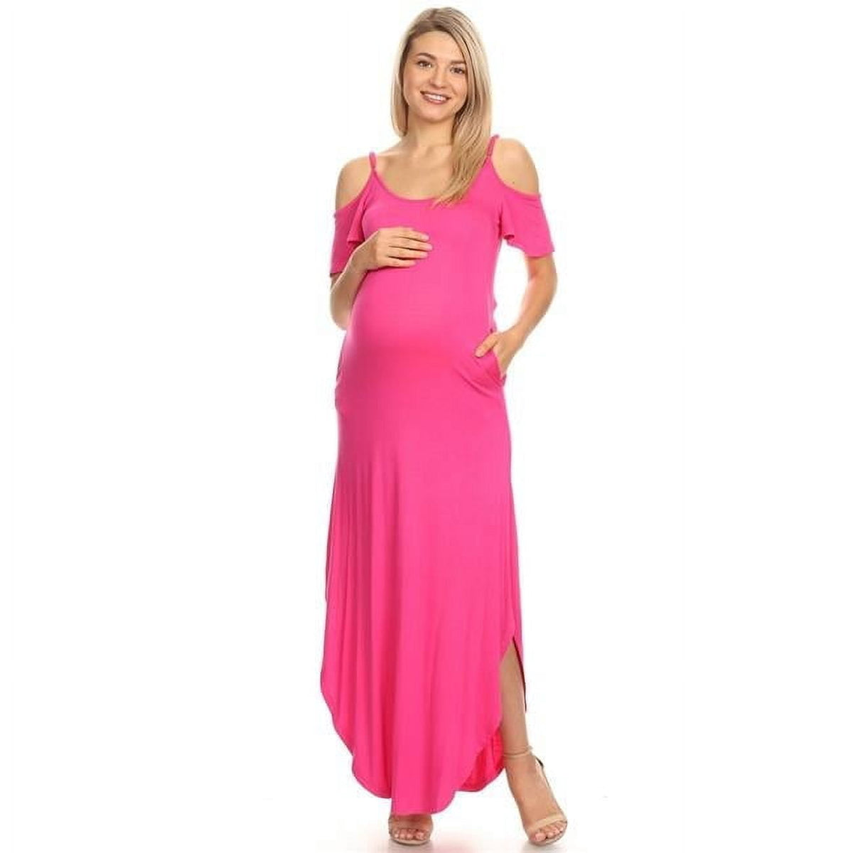 thumbnail image 1 of MTR3101-06-XL Maternity Reta Maxi Dress, Fuchsia - Extra Large, 1 of 1