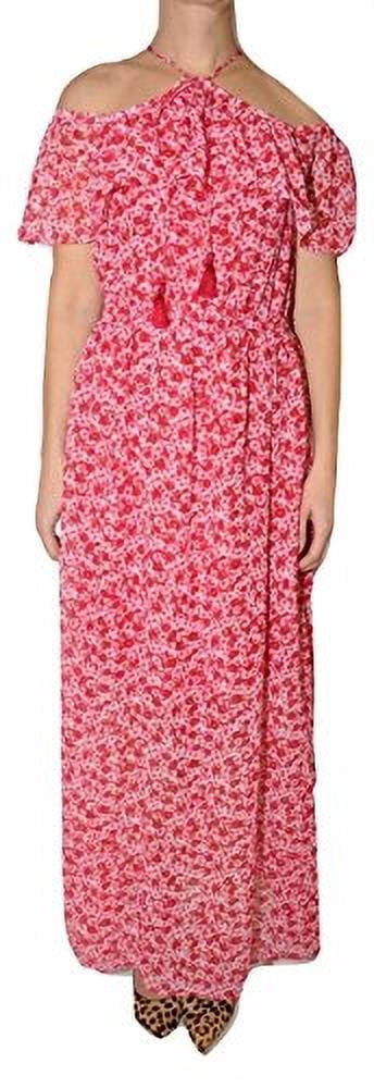 thumbnail image 1 of Michael Michael Kors Off-The-Shoulder Floral Print Maxi Dress (Raspberry, 4), 1 of 6
