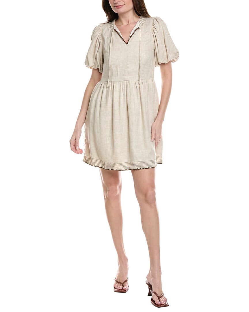thumbnail image 1 of Nanette Nanette Lepore womens Linen-Blend Mini Dress, 8, Beige, 1 of 3