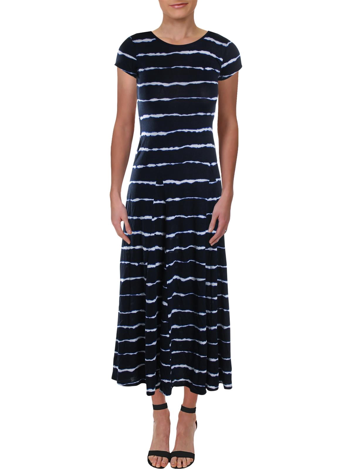 thumbnail image 1 of RALPH LAUREN $125 Womens New 0060 Navy Striped Jewel Neck Maxi Shift Dress M B+B, 1 of 2