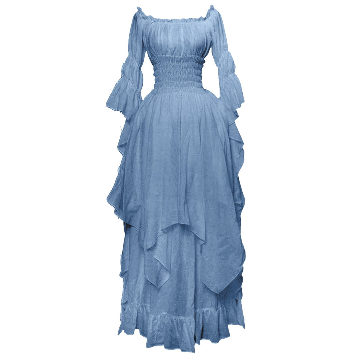 thumbnail image 1 of SCSAlgin Women's Gothic Witch Dress Puff Sleeve Off Shoulder Ruffle Dresses Medieval Renaissance Costume Victorian Dress, 1 of 4