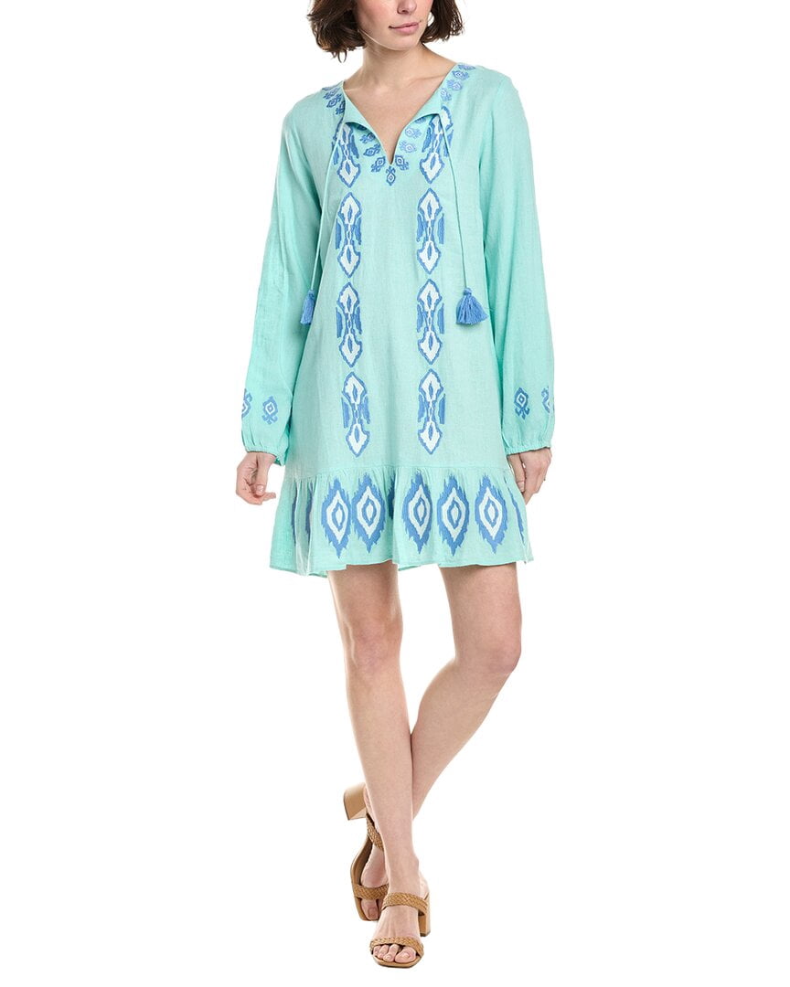 thumbnail image 1 of Sail to Sable womens Ruffle Hem Linen-Blend Dress, XL, Green, 1 of 3