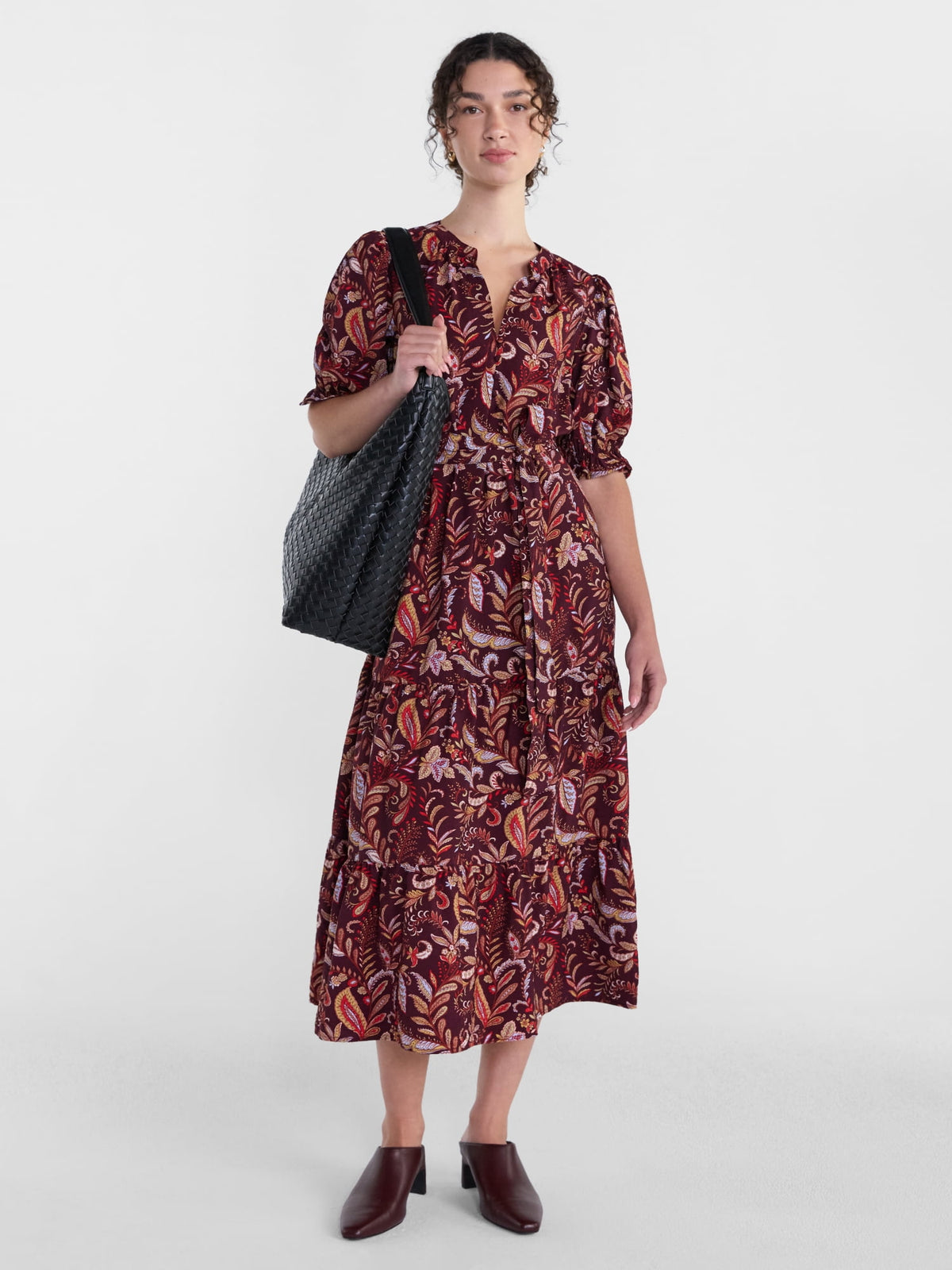 thumbnail image 1 of Scenario Women's Belted Midi Dress with Short Sleeves, Sizes XS-XXXL, 1 of 5