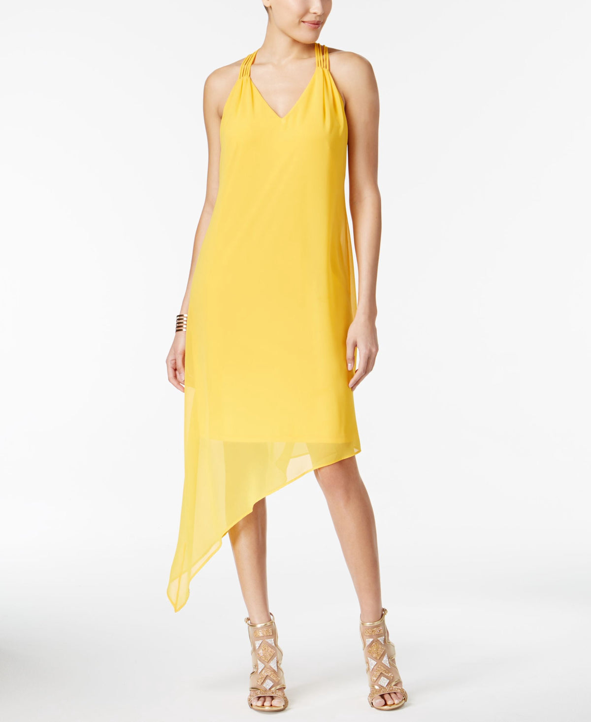 thumbnail image 1 of Thalia Sodi Lattice Back Shift Dress Sun Gold L, 1 of 1