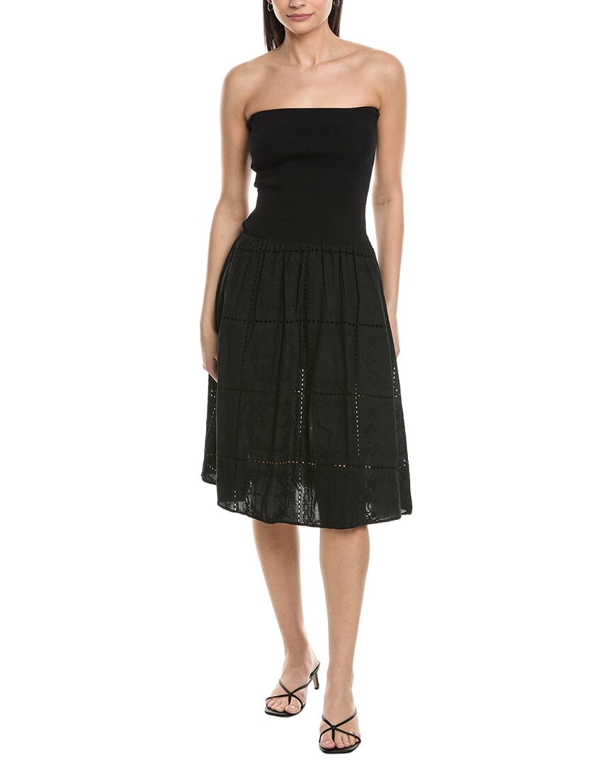 thumbnail image 1 of WeWoreWhat womens Ribbed Broderie Mini Dress, xs, Black, 1 of 3