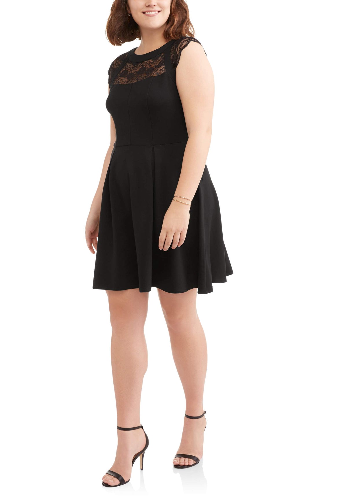 thumbnail image 1 of Women's Plus Cap Sleeve Dress With Lace Illusion, 1 of 2