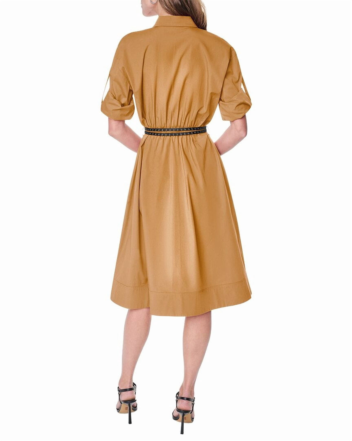 thumbnail image 2 of DKNY womens Roll Tab Button-Down Dress, s, Brown, 2 of 3